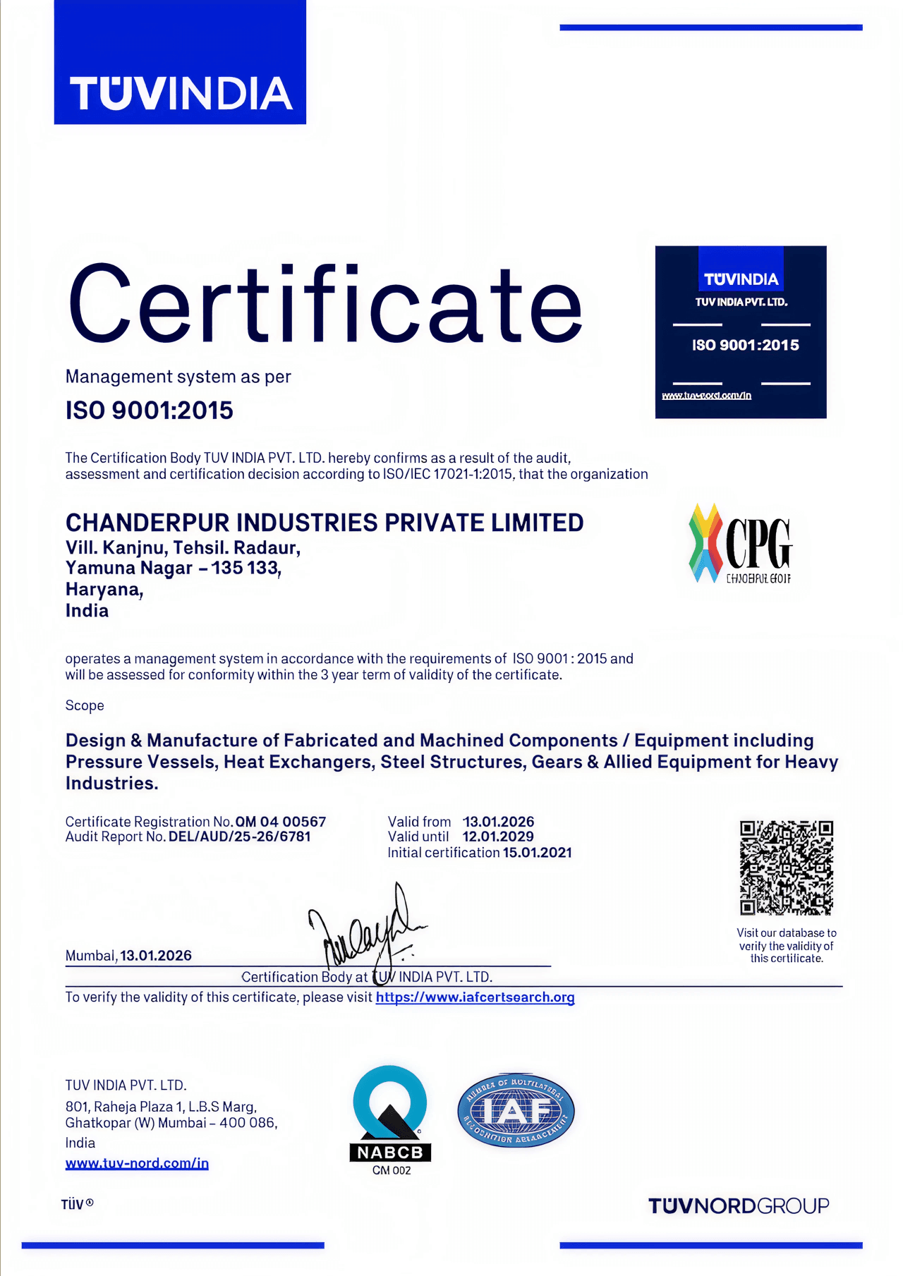 ASME Pressure Vessel Manufacturing Certification